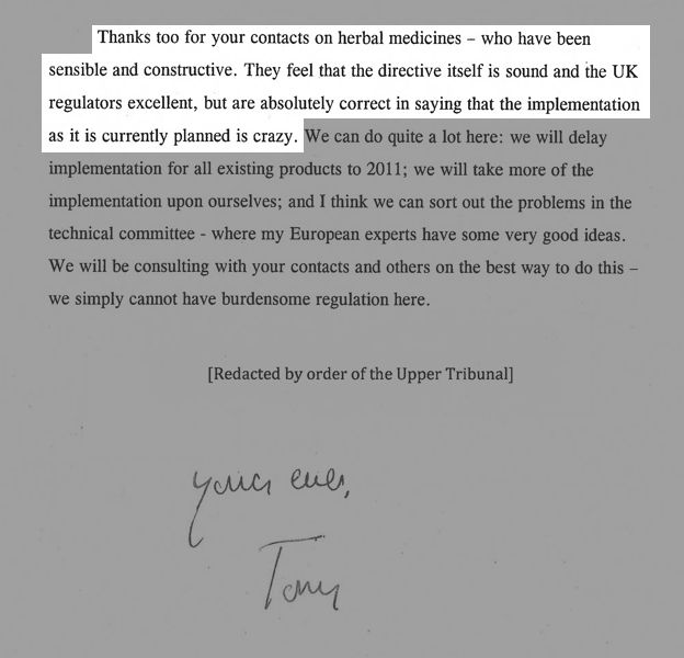 Letter from Tony Blair