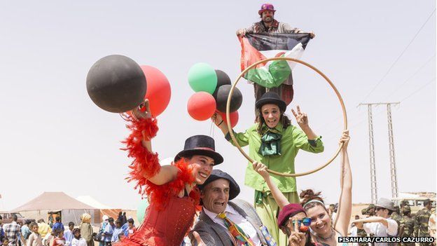 Performers at the FiSahara in Dakhla camp, Algeria