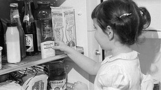 little girl raids the fridge, 1960