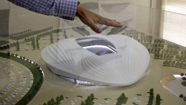 Model of al-Wakrah stadium, which is being built for the 2022 World Cup