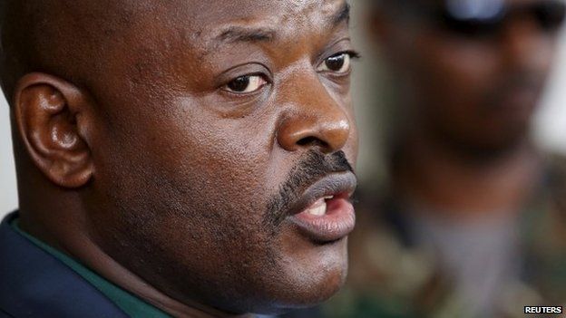 Burundi's President Pierre Nkurunziza speaks during a news conference in Bujumbura, Burundi, 17 May 2015