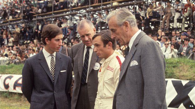 Prince Charles with Jackie Stewart and Lord Mountbatten