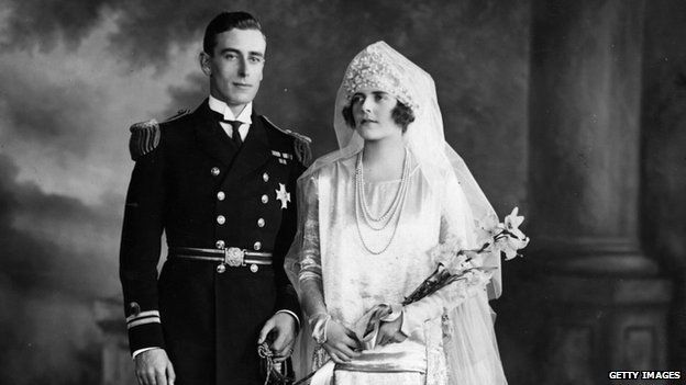 Lord and Lady Mountbatten on their wedding day