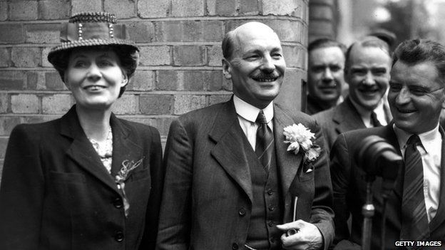 Clement Attlee and his wife Violet after Labour's general election victory