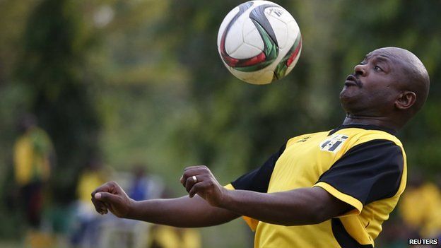 Pierre Nkurunziza playing football