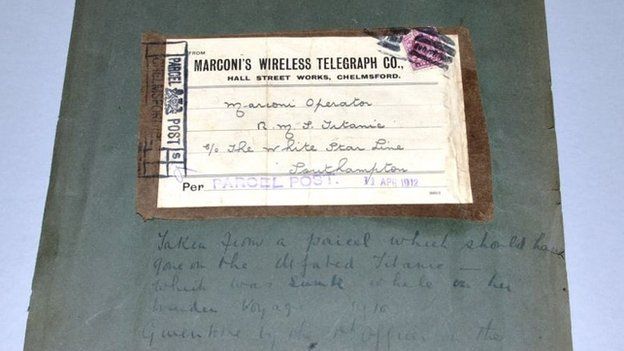 Label addressed to the ill-fated Titanic