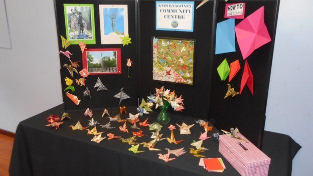 Some of the origami cranes that will be sent to Hiroshima