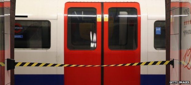 Tube train sits idles during a strike