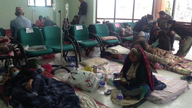 Overcrowded hospital in Kathmandu