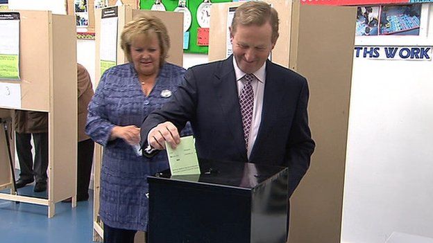 Irish Prime Minister Enda Kenny voted in Castlebar, County Mayo