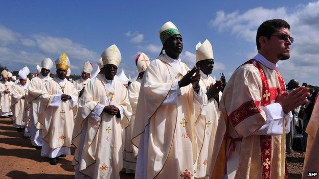 Catholic bishops attend the beatification ceremony in Nyeri, 23 May