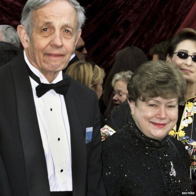 Nobel Prize winning mathematician John Forbes Nash and his wife Alicia arrive at the 74th annual Academy Awards in Hollywood, California, in this file photo taken March 24, 2002