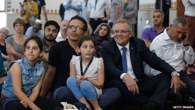 Australian Social Security Minister Scott Morrison at an Australian Mosques Open Day