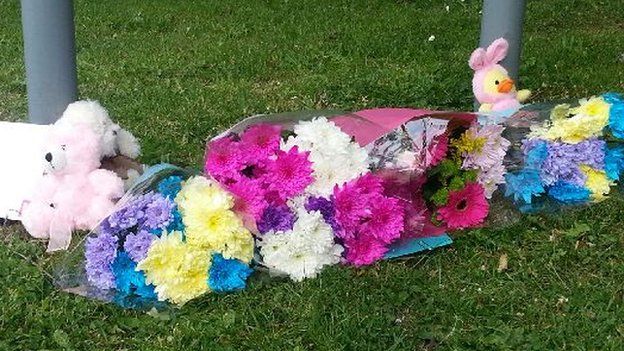 Floral tributes left at the school
