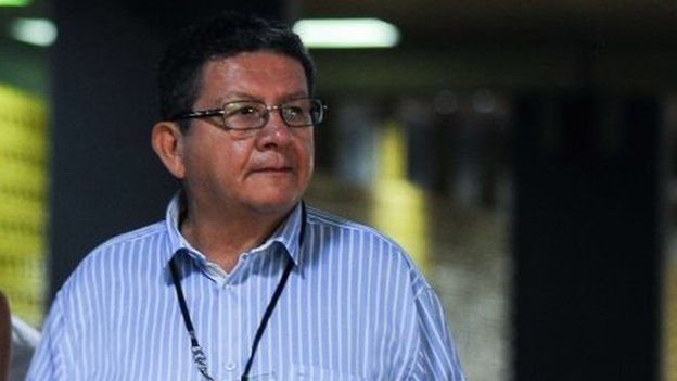 Pablo Catatumbo arrives at the Convention Palace in Havana for peace talks with the Colombian government on 21 May, 2015.