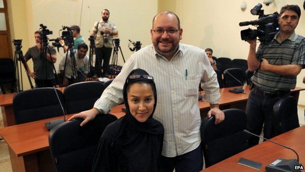 Washington Post Iranian-American journalist Jason Rezaian (right) and his Iranian wife Yeganeh Salehi (10 September 2013)