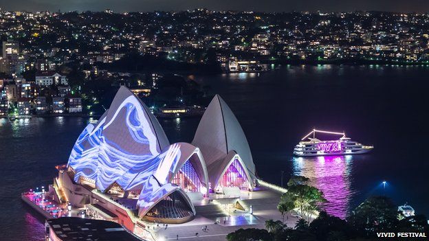 Sydney Opera House illuminated during the Vivid Festival in 2015