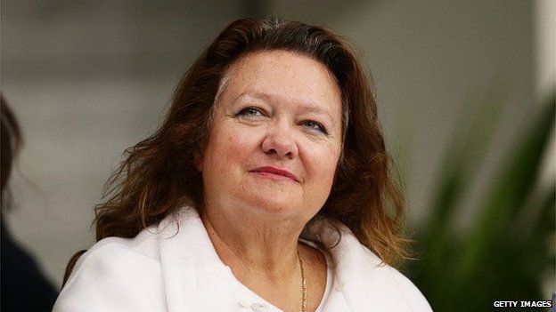 Gina Rinehart attends day seven of the Australian National Swimming Championships at Sydney Olympic Park Aquatic Centre on April 9, 2015 in Sydney, Australia.