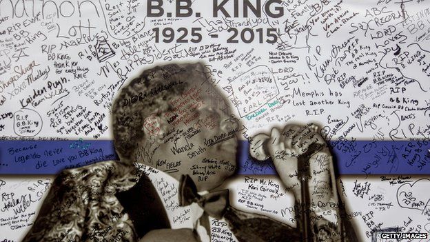 A banner hung up on BB King's Blues Club on Beale Street is covered with warm wishes from fans