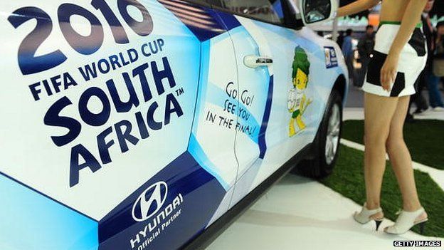 Hyundai car showing 2010 World Cup logo