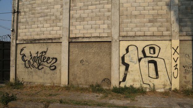 18th Street Gang graffiti on a wall