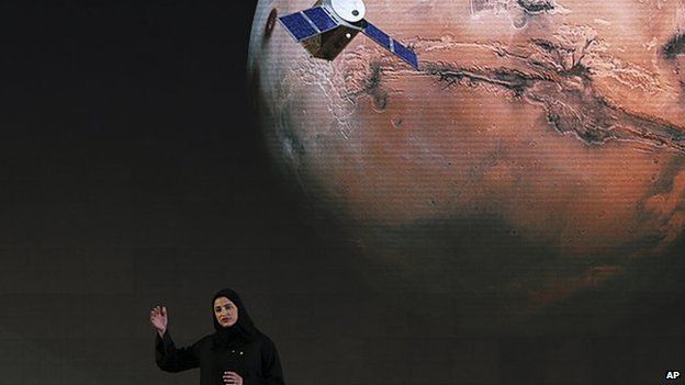 Sarah Amiri, Deputy Project Manager of a planned United Arab Emirates Mars mission talks about the project named "Hope" — or "al-Amal" in Arabic — which is scheduled be launched in 2020, during a ceremony in Dubai, UAE