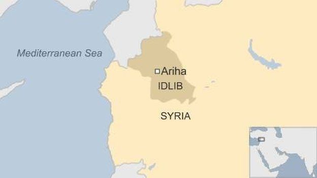 map of Syria showing Idlib province and Ariha