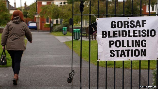 Polling station in Cardiff
