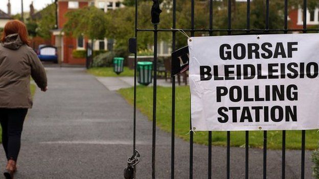 Polling station in Cardiff