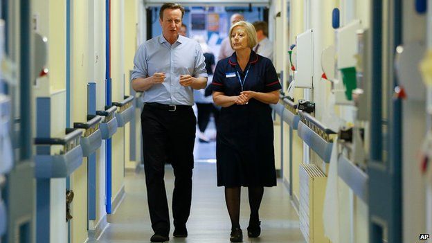 David Cameron at Whitney hospital in April