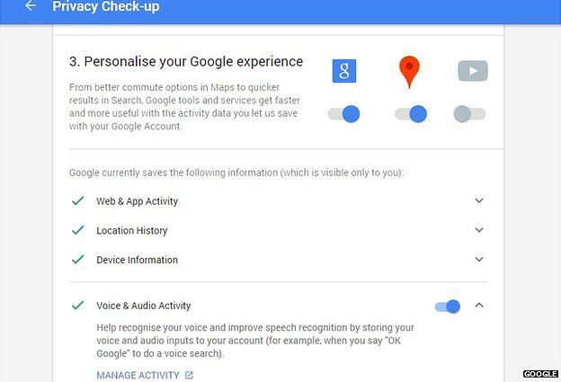 Google Privacy Check-up tool
