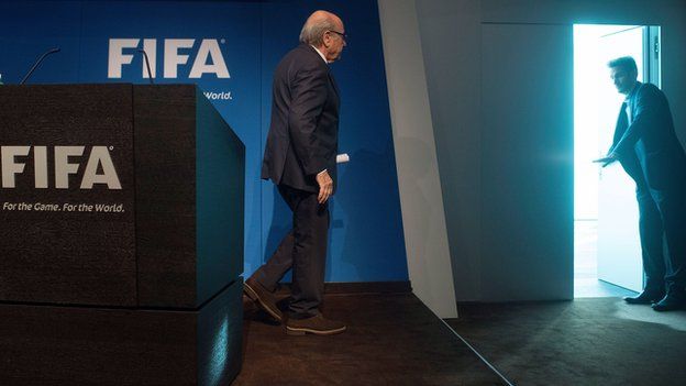 Sepp Blatter after speaking in Zurich
