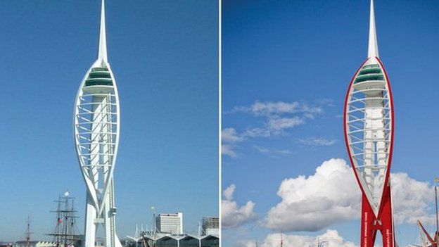 The Spinnaker Tower before and after