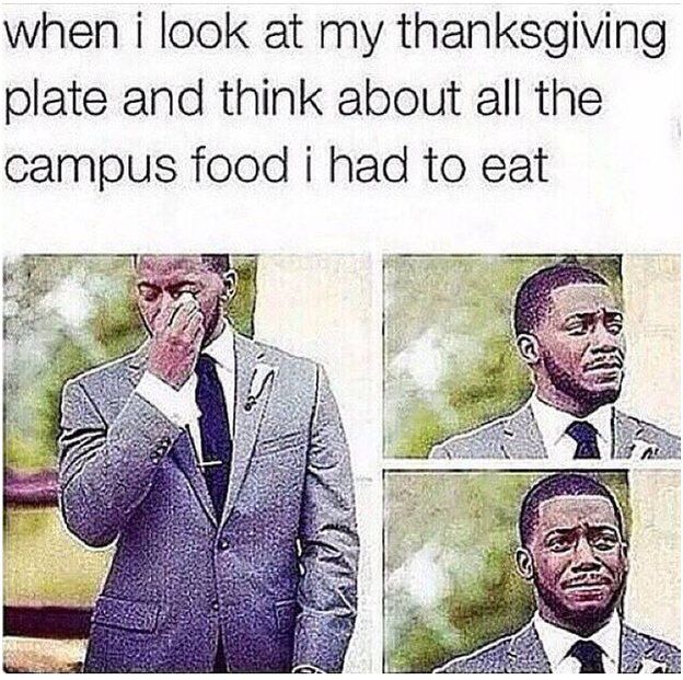 When I look at my thanksgiving plate and think about all the campus food I had to eat
