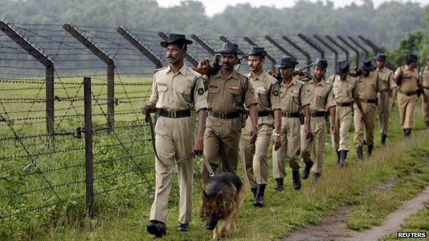 Indian border security force patrols near Siliguri on Bangladesh border - 28 May