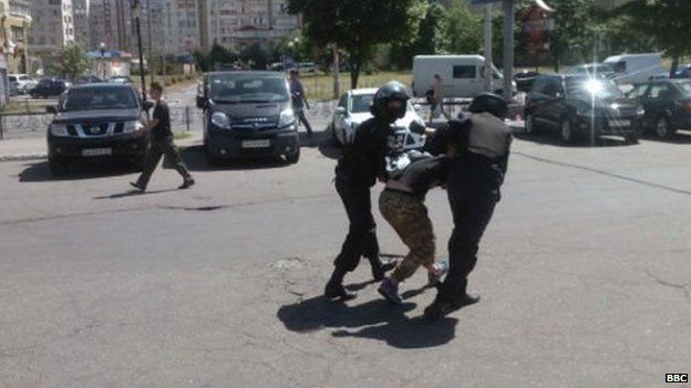 Police arrest a man in Kiev. Photo: 6 June 2015
