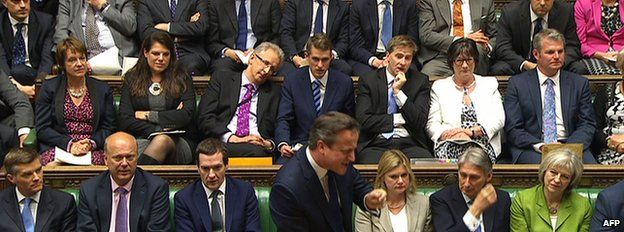 Conservative MP sitting behind David Cameron in the House of Commons