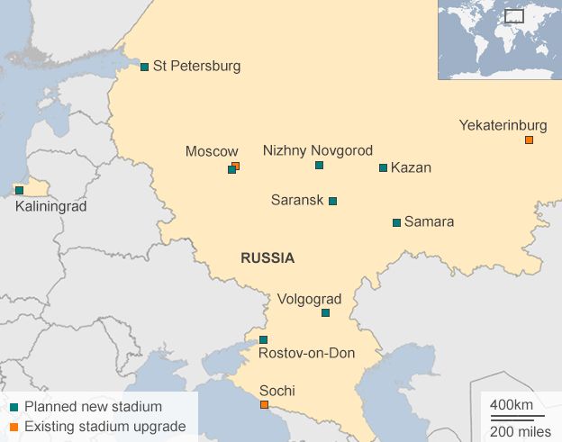 Mundial 2022 Russia Cities Map
