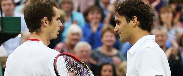 Andy Murray (left) with Roger Federer
