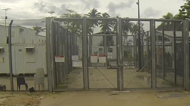 Gate to Manus Island camp
