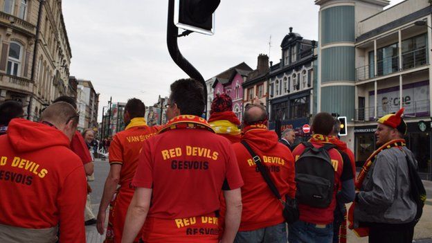 Belgium fans in Cardiff