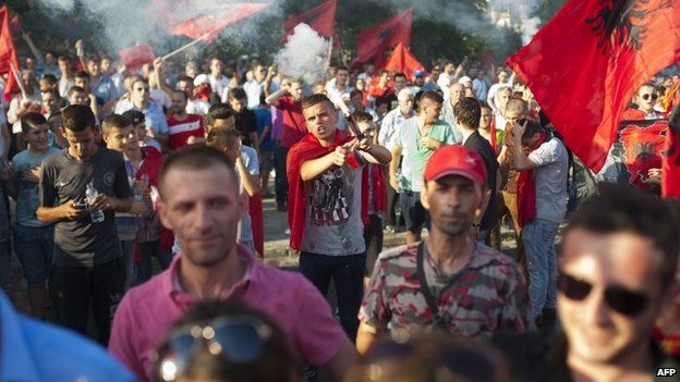 Macedonia Protest Albanians March In Skopje Bbc News