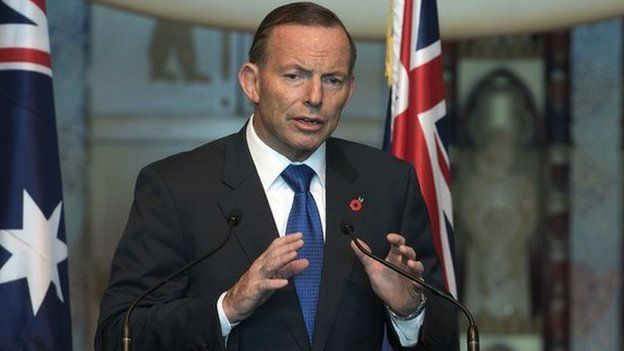 Australian Prime Minister Tony Abbott speaking at a public function