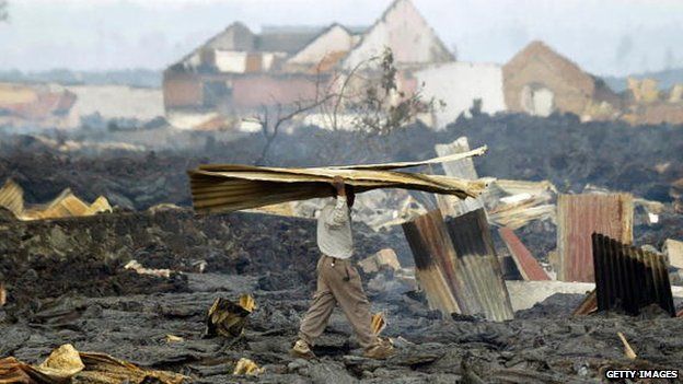 Aftermath of volcanic eruption in Goma