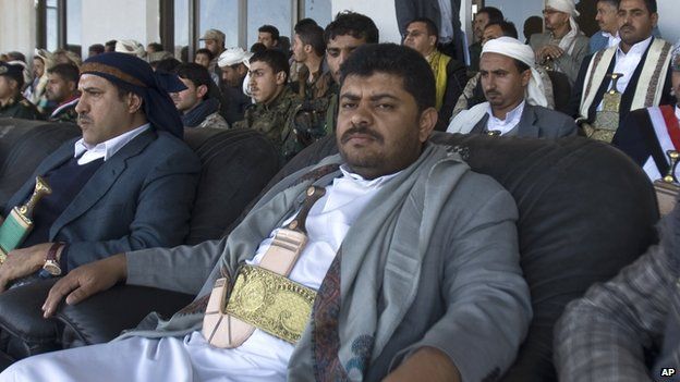 Mohammed Ali al-Houthi, the head of the ruling revolutionary council proclaimed by Houthi rebel, attends a rally in support of the group in the capital Sanaa in February 2015.