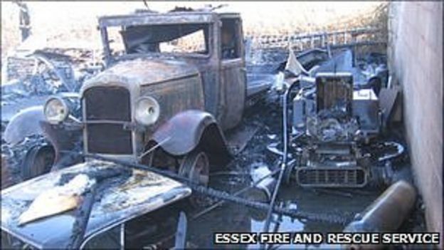 Bonfire warning after vintage cars destroyed in Essex - BBC News