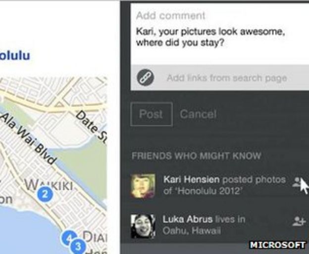 Microsoft's Bing search engines to use Facebook tips BBC