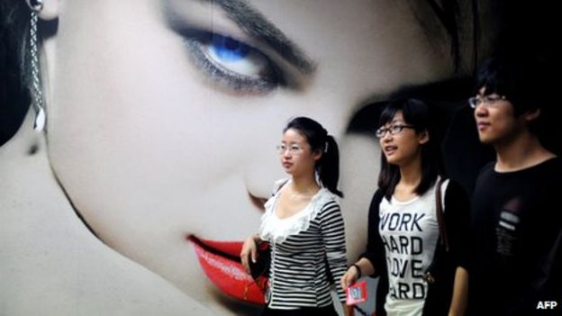 Chinese youngsters in shopping mall