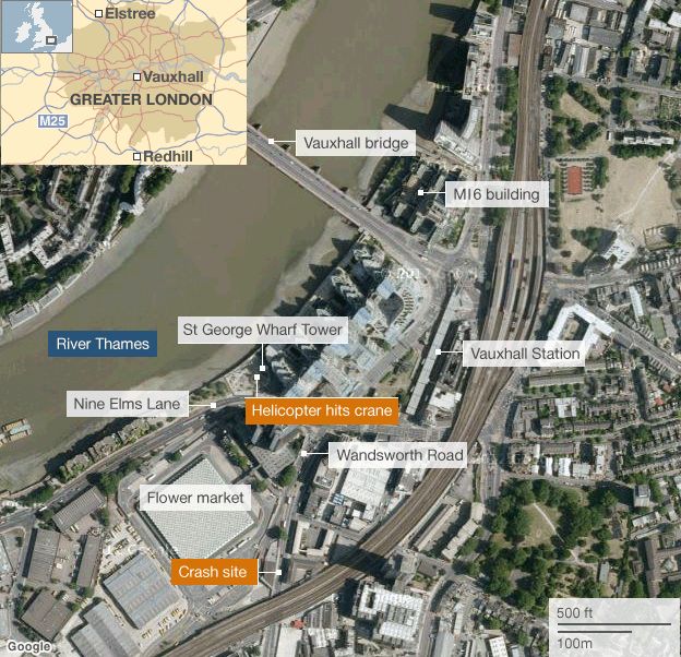 Map London Helicopter Crash Map London Helicopter Crash