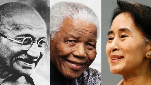 Ганди, Нельсон Мандела и Аунг Сан Су Чжи